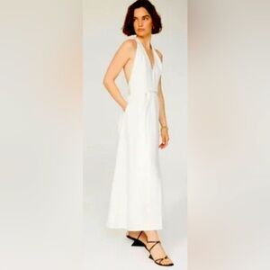 Designer boutique dress by Saunders white linen originally $310